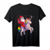 Weihnachtsshirt für Kinder mit Einhorn und Weihnachtsmann - Festliches T-Shirt für Mädchen und Jungen zu Weihnachten
