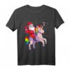 Weihnachtsshirt für Kinder mit Einhorn und Weihnachtsmann - Festliches T-Shirt für Mädchen und Jungen zu Weihnachten
