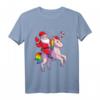 Weihnachtsshirt für Kinder mit Einhorn und Weihnachtsmann - Festliches T-Shirt für Mädchen und Jungen zu Weihnachten