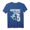 Kinder 5. Geburtstag T-Shirt für Jungen mit Hai-Motiv - Lustiges Partyshirt für 5-Jährige Geburtstagskinder