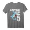 Kinder 5. Geburtstag T-Shirt für Jungen mit Hai-Motiv - Lustiges Partyshirt für 5-Jährige Geburtstagskinder