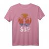 Herren SUP Shirt mit Sonnenuntergang und Palmen - Trendiges Stand Up Paddle T-Shirt für Wassersportler, Urlaub & Freizeit
