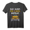 Eat Sleep Fix Cars Repeat - Auto Liebhaber KFZ Mechaniker T-Shirt mit Humor, perfekt als Geschenk für jeden Anlass