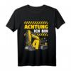 Kinder Bagger Jungs T-Shirt mit Achtung Ich Bin 4 Baumeister - Lustiges Baustellen Design für Geburtstagsgeschenke