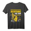 Kinder Bagger Jungs T-Shirt mit Achtung Ich Bin 4 Baumeister - Lustiges Baustellen Design für Geburtstagsgeschenke