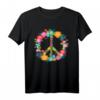 Peace Love Hippie Kostüm Tie Die 60s & 70s T-Shirt  Buntes Retro-Design für Partys, Halloween & Festivals