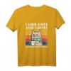 Lustiges Katzen und Kaffee T-Shirt mit Liebeskatzen Design - Retro Vintage Motiv für Katzenliebhaber, Männer, Frauen, Mädchen & Jungen