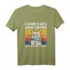 Lustiges Katzen und Kaffee T-Shirt mit Liebeskatzen Design - Retro Vintage Motiv für Katzenliebhaber, Männer, Frauen, Mädchen & Jungen