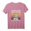 Lustiges Katzen und Kaffee T-Shirt mit Liebeskatzen Design - Retro Vintage Motiv für Katzenliebhaber, Männer, Frauen, Mädchen & Jungen