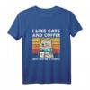 Lustiges Katzen und Kaffee T-Shirt mit Liebeskatzen Design - Retro Vintage Motiv für Katzenliebhaber, Männer, Frauen, Mädchen & Jungen