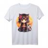 Kawaii Anime-Mädchen mit Katze T-Shirt - Perfektes Otaku-Geschenk für Teenager und Frauen, Japanisches Manga-Design