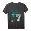 Kinder 7. Geburtstag Fußball T-Shirt für Jungen - Coole Geburtstagsgeschenkidee mit Dab Tanz Pose & Fußballmotiven