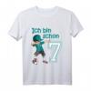 Kinder 7. Geburtstag Fußball T-Shirt für Jungen - Coole Geburtstagsgeschenkidee mit Dab Tanz Pose & Fußballmotiven
