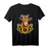 Süßes Kuh Bauer Geschenk T-Shirt mit Sonnenblumen - Perfekt für Frauen, Mädchen, Festivals & Bauernhof-Liebhaber