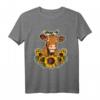 Süßes Kuh Bauer Geschenk T-Shirt mit Sonnenblumen - Perfekt für Frauen, Mädchen, Festivals & Bauernhof-Liebhaber