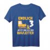 Kinder Endlich 3 jetzt bin ich der Bauleiter T-Shirt  Lustiges Baustellen Geschenk zum 3. Geburtstag für Jungen & Bagger Liebhaber