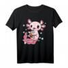 Cooles Boba Tee Kawaii Axolotl Bubble Tea T-Shirt - Lustiges Geschenk für Bubble Tea Fans und Axolotl Liebhaber
