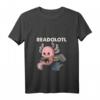 Damen Readolotl Axolotl liest Buch T-Shirt mit V-Ausschnitt  Niedliches Geschenk für Literatur- und Reptilienfans