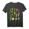 Kawaii Gemüse T-Shirt mit 18 bunten Gemüsesorten  Lustiges Cartoon Design für Vegetarier, Veganer & Gärtner