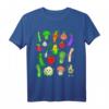 Kawaii Gemüse T-Shirt mit 18 bunten Gemüsesorten  Lustiges Cartoon Design für Vegetarier, Veganer & Gärtner