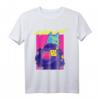 Cyberpunk Katze T-Shirt mit japanischem Charakter  Futuristische Anime-Manga-Illustration für Liebhaber japanischer Kultur und Neko