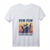 Damen Cat Pew Pew Maddafakas Lustiges Katzen T-Shirt mit Pistole - Humorvolles Geschenk für Katzenliebhaber, Freunde & Familie