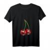 Damen Kirsche Rockabilly Retro Vintage T-Shirt mit V-Ausschnitt  Lustiges Frucht-Design im 70er/80er Stil
