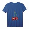 Damen Kirsche Rockabilly Retro Vintage T-Shirt mit V-Ausschnitt  Lustiges Frucht-Design im 70er/80er Stil