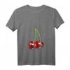 Damen Kirsche Rockabilly Retro Vintage T-Shirt mit V-Ausschnitt  Lustiges Frucht-Design im 70er/80er Stil