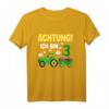 Kinder T-Shirt zum 3. Geburtstag mit Traktor Motiv - Achtung! Ich bin schon 3 Jahre & perfektes Geschenk für kleine Traktorfahrer