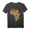 Bold Africa Pattern Fabric Print mit Afrikakarte - Kulturelles T-Shirt für Stolz auf afrikanische Herkunft, Black Pride & Black History Month