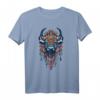 Spirituelles Krafttier Bison T-Shirt mit Indianer Federschmuck - Esoterisches Design für Meditation, Yoga & Schamanismus