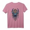 Spirituelles Krafttier Bison T-Shirt mit Indianer Federschmuck - Esoterisches Design für Meditation, Yoga & Schamanismus