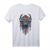 Spirituelles Krafttier Bison T-Shirt mit Indianer Federschmuck - Esoterisches Design für Meditation, Yoga & Schamanismus