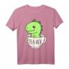 Cute T-Rex Dinosaur T-Shirt mit Teetasse - Lustiges Kawaii Dino Design für Dinosaurier- und Teeliebhaber, Witziges Geschenk