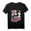 Kinder Feuerwehr T-Shirt zum 2. Geburtstag  Lustiges Feuerwehrauto Outfit für Jungen und Mädchen, tolles Geschenk für kleine Feuerwehr-Fans