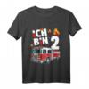 Kinder Feuerwehr T-Shirt zum 2. Geburtstag  Lustiges Feuerwehrauto Outfit für Jungen und Mädchen, tolles Geschenk für kleine Feuerwehr-Fans