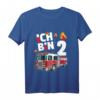 Kinder Feuerwehr T-Shirt zum 2. Geburtstag  Lustiges Feuerwehrauto Outfit für Jungen und Mädchen, tolles Geschenk für kleine Feuerwehr-Fans