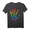 Rainbow LGBT Gay Equal Rights Peace Zeichen Hand T-Shirt - Buntes Symbol gegen Diskriminierung & für Toleranz