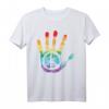 Rainbow LGBT Gay Equal Rights Peace Zeichen Hand T-Shirt - Buntes Symbol gegen Diskriminierung & für Toleranz