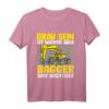 Kinder Bagger Spruch T-Shirt für Jungs und Mädchen - Lustiges Bauarbeiter Motiv mit 'Brav sein ist wichtig aber Bagger sind wichtiger'