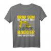 Kinder Bagger Spruch T-Shirt für Jungs und Mädchen - Lustiges Bauarbeiter Motiv mit 'Brav sein ist wichtig aber Bagger sind wichtiger'