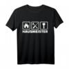 Hausmeister T-Shirt mit Symbolen für Haus, Werkzeuge und Schlüssel  Robuste Arbeitskleidung für Profis im Gebäudemanagement