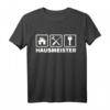 Hausmeister T-Shirt mit Symbolen für Haus, Werkzeuge und Schlüssel  Robuste Arbeitskleidung für Profis im Gebäudemanagement