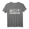 Hausmeister T-Shirt mit Symbolen für Haus, Werkzeuge und Schlüssel  Robuste Arbeitskleidung für Profis im Gebäudemanagement