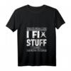 Damen Mechaniker T-Shirt mit Spruch 'Fix Stuff and Know Things' - Leichtes V-Ausschnitt Shirt für Frauen, ideal als Geschenk oder Alltag