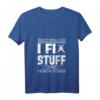 Damen Mechaniker T-Shirt mit Spruch 'Fix Stuff and Know Things' - Leichtes V-Ausschnitt Shirt für Frauen, ideal als Geschenk oder Alltag