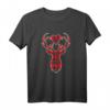 Damen Rentier Hirsch Kopf Weihnachten Holzfäller Muster Herz T-Shirt  Festliche und witzige Weihnachtsmode für Damen