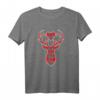 Damen Rentier Hirsch Kopf Weihnachten Holzfäller Muster Herz T-Shirt  Festliche und witzige Weihnachtsmode für Damen