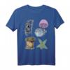 Meerestiere wissenschaftliche Illustration T-Shirt mit Blowfish, Babyhai, Seeanemone, Seesternen & Quallen  Ideal für Meeresliebhaber & Naturfreunde